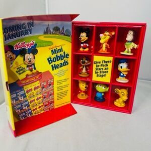 KELLOGGS DISNEY MINI BOBBLE HEADS COLLECTION 2003 Display Box for Store Each of